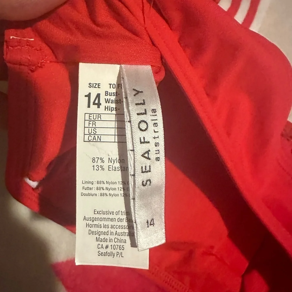 SEAFOLLY Tank Bikini Top in Chilli Red NWOT